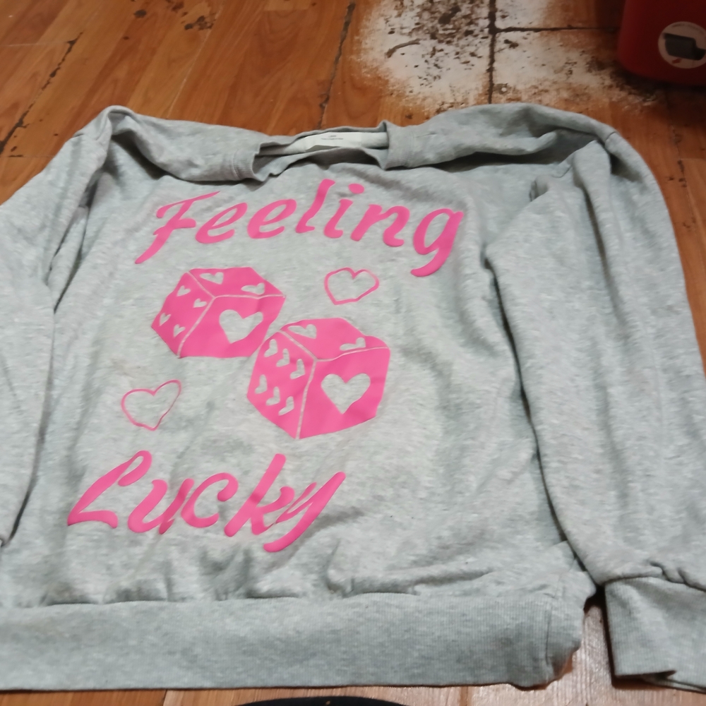 No Boundaries Gray Sweatshirt with Pink Accents